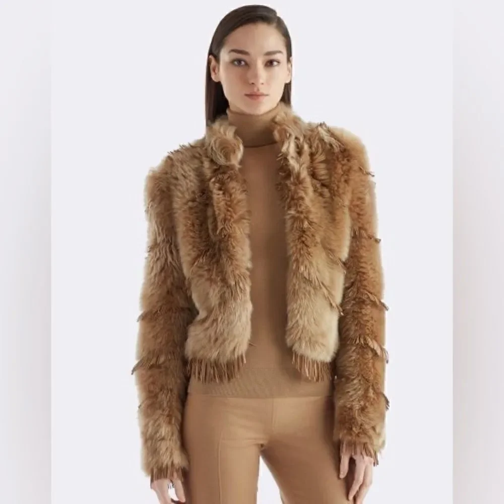 Ralph Lauren ‘15 Collection Tan Italian Lamb Shearling & Suede Fringe Jacket - Picture 2 of 16